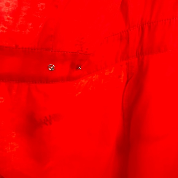 Lulus red, floral print wrap dress v neck short puff sleeve midi length sz L(10) - Picture 11 of 12